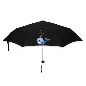 Wal mit Herz - Regenschirm (klein) - Schwarz - Vorne