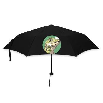 Echse beim Rasieren – Glatt wie nie! - Regenschirm (klein) - Schwarz - Vorne