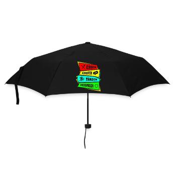 Essen schlafen Tanzen wiederholen - Regenschirm (klein) - Schwarz - Vorne