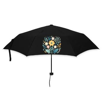 Sanfte pastellfarbene Blumenblüte - Boho Botanical - Regenschirm (klein) - Schwarz - Vorne