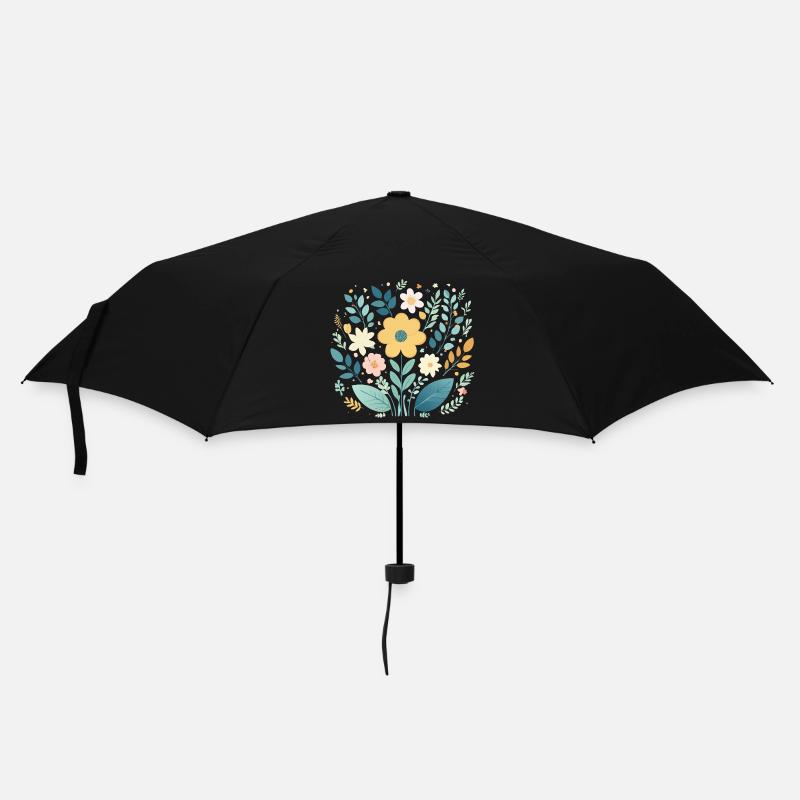 Sanfte pastellfarbene Blumenblüte - Boho Botanical - Regenschirm (klein) - Schwarz
