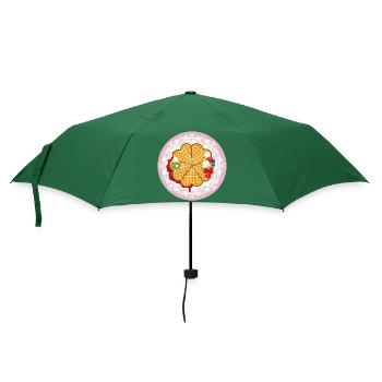Gaufres dorées à motif fruits et crème - Parapluie standard - vert bouteille - Devant