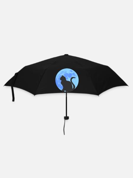 Mondkatze Silhouetten - Regenschirm (klein) - Schwarz