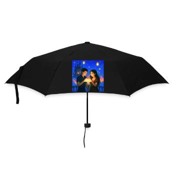 couple romantique tenant un coeur d’infini lumineux - Parapluie standard - noir - Devant