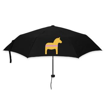 Dala Horse Knitting Pattern Horses Scandinavian Decoration - Umbrella (small) - black - Front