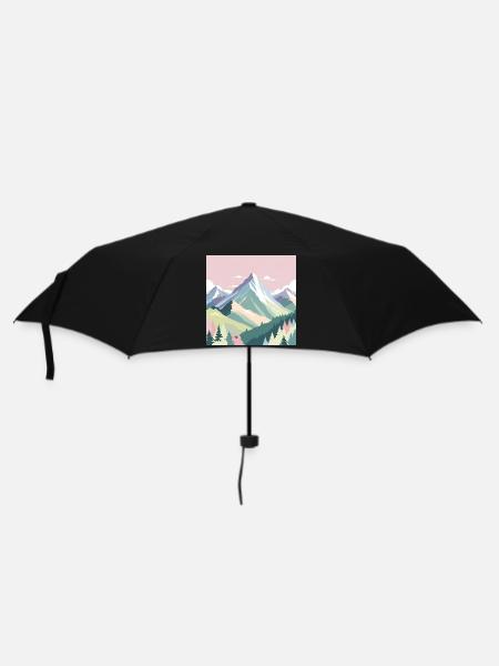Abstrakte Berglandschaft mit Pastellfarben - Regenschirm (klein) - Schwarz