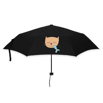 Harbor Cat Head Fish Maritime Kids Decoration Comic - Umbrella (small) - black - Front