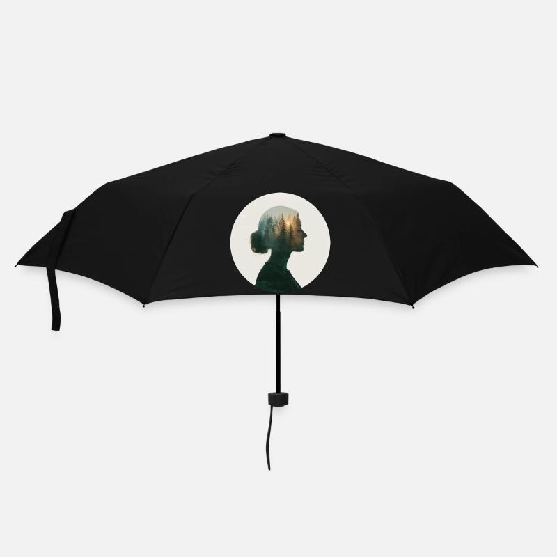 Rêves de forêt dans le profil des femmes - Parapluie standard - noir