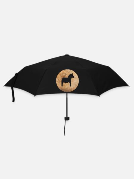 Cercle en bois Dala Cheval Nature Noël Chevaux Rond - Parapluie standard - noir