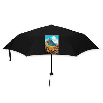Dolomites Italy Mountain Landscape Illustration - Umbrella (small) - black - Front