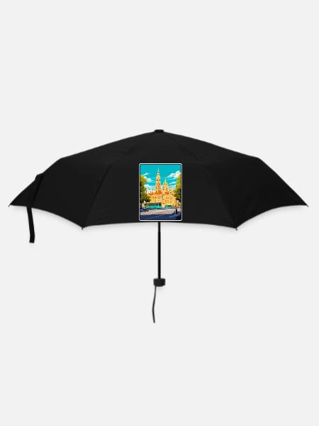 Wien Österreich Vintage Stadtbild Kunst Illustration - Regenschirm (klein) - Schwarz