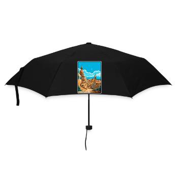 Affiche de voyage vintage à La Valette Malte Cityscape WPA - Parapluie standard - noir - Devant