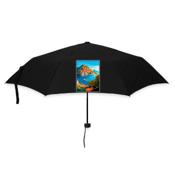 Monemvasia Griechenland Vintage-Reiseplakat Stadtbild - Regenschirm (klein) - Schwarz - Vorne