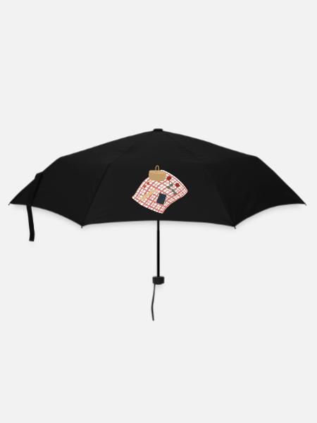 Rustikale Picknickszene Illustration - Regenschirm (klein) - Schwarz