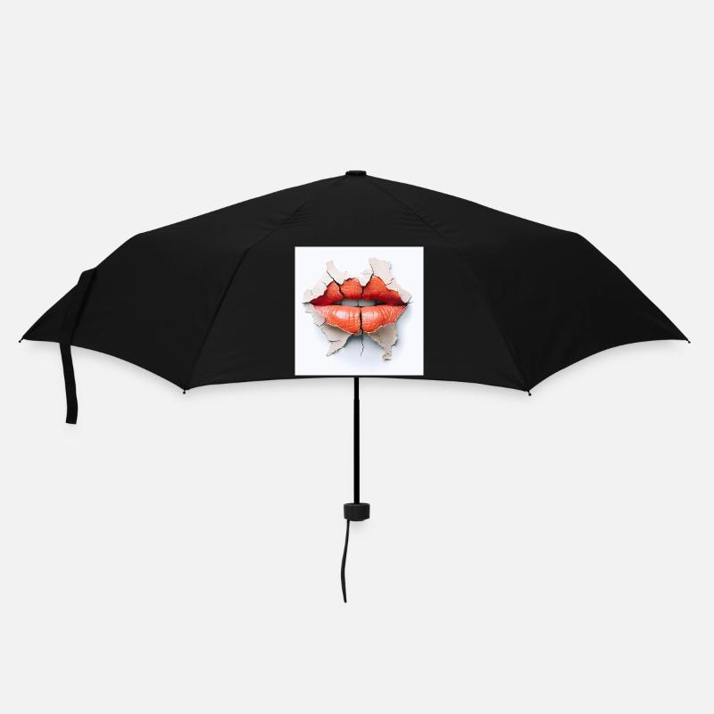 Kräftige Lippen auf rissiger Wand - Regenschirm (klein) - Schwarz