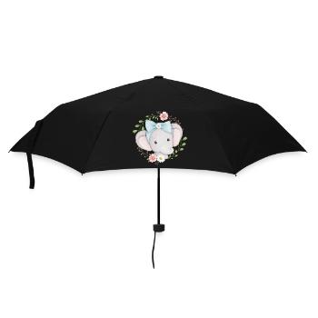 little cute elephant in a flower wreath - Umbrella (small) - black - Front