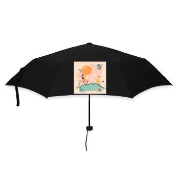 Abstrakte Sonnen- und Landschaftsillustration - Regenschirm (klein) - Schwarz - Vorne