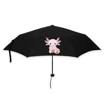 Kawaii Anime Axolotl Bubble Tea Boba Tea - Regenschirm (klein) - Schwarz - Vorne