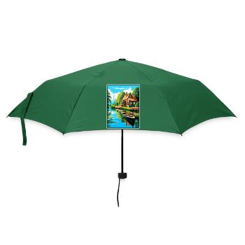 Giethoorn Riverside Cottage en été fleuri - Parapluie standard - vert bouteille - Devant