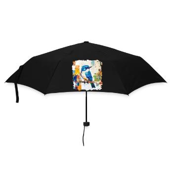 Blue Bird in Color Block Abstract - Umbrella (small) - black - Front