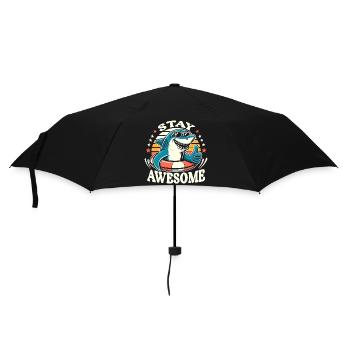Stay Awesome Shark Cartoon Summer Motif - Umbrella (small) - black - Front