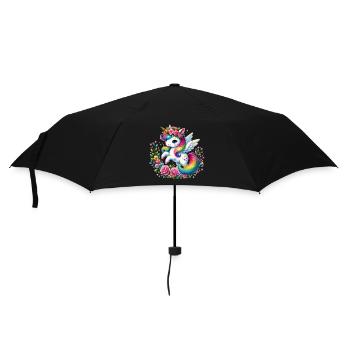 Rainbow Fleur Unicorn - Umbrella (small) - black - Front