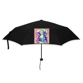 Woman portrait mona lisa rainbow modern paris - Umbrella (small) - black - Front