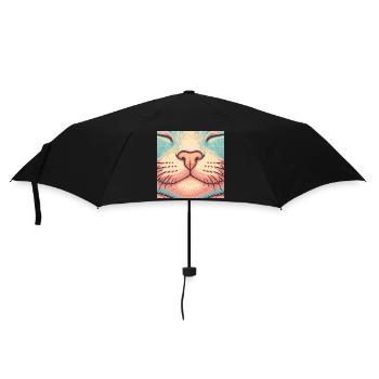 Retro Cat Nose – Colorful Whiskers Illustration - Umbrella (small) - black - Front
