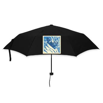 Cool Retro Cat Design - Regenschirm (klein) - Schwarz - Vorne