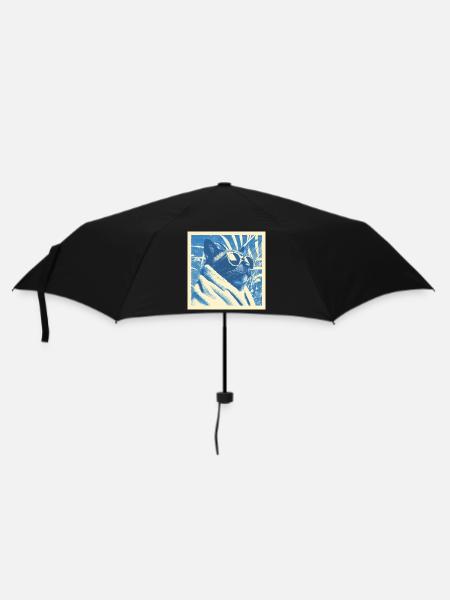 Cool Retro Cat Design - Regenschirm (klein) - Schwarz