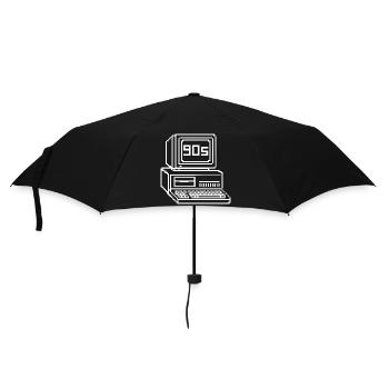 Retro 90er Jahre Konsole Pixel Art - Regenschirm (klein) - Schwarz - Vorne