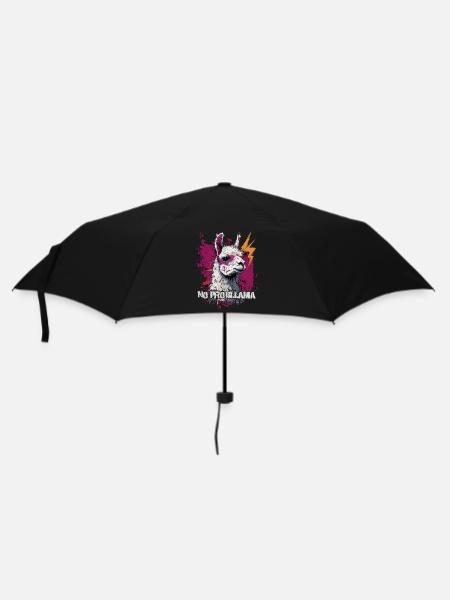 Cooles Lama Alpaka - Regenschirm (klein) - Schwarz