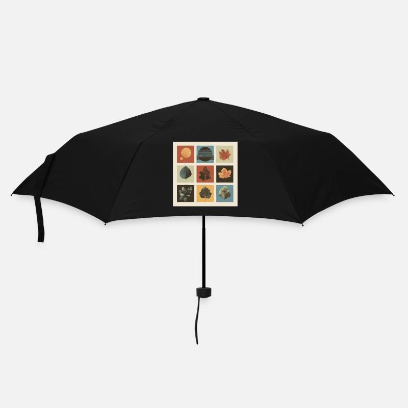 Autumn Leaf Mosaic Grid - Umbrella (small) - black