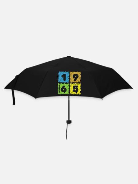 60. Geburtstag Farbige Patches since 11/1965 - Regenschirm (klein) - Schwarz