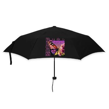 Butterfly with saying - Bloom in yourself - Umbrella (small) - black - Front