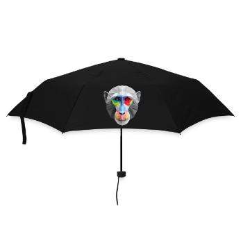 Farbiges Low-Poly Affengesicht Logo Art Design - Regenschirm (klein) - Schwarz - Vorne