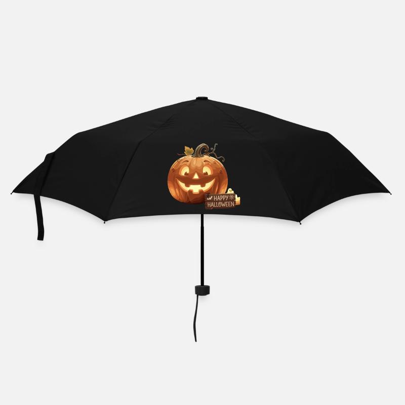 Fröhlicher Halloween Kürbis - Regenschirm (klein) - Schwarz