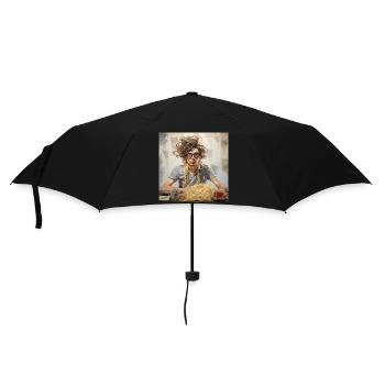 Young Man Noodle Chaos Portrait with Spaghetti - Umbrella (small) - black - Front