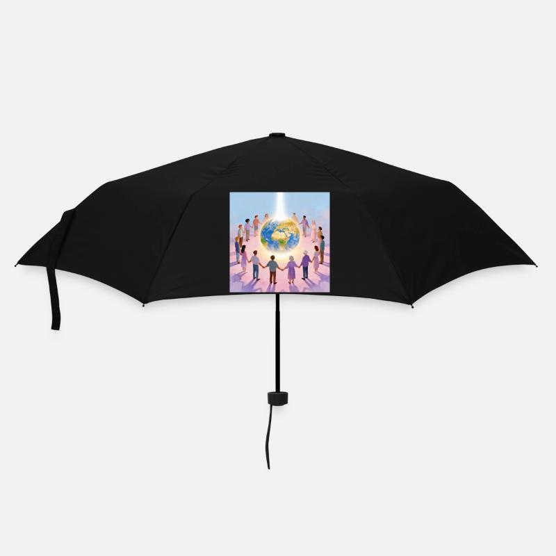 Erde umringt von Gemeinschaft - Regenschirm (klein) - Schwarz