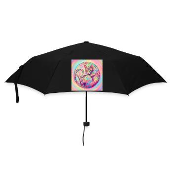 Pastel Mosaïque Chat Doux et Astucieux - Parapluie standard - noir - Devant