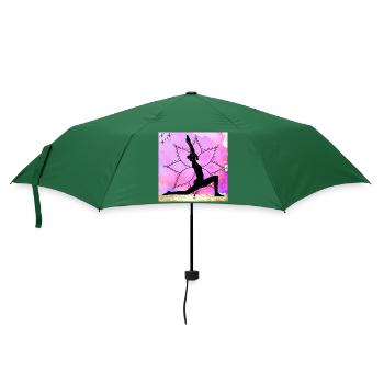 Yoga Silhouette on Mandala - Umbrella (small) - bottlegreen - Front