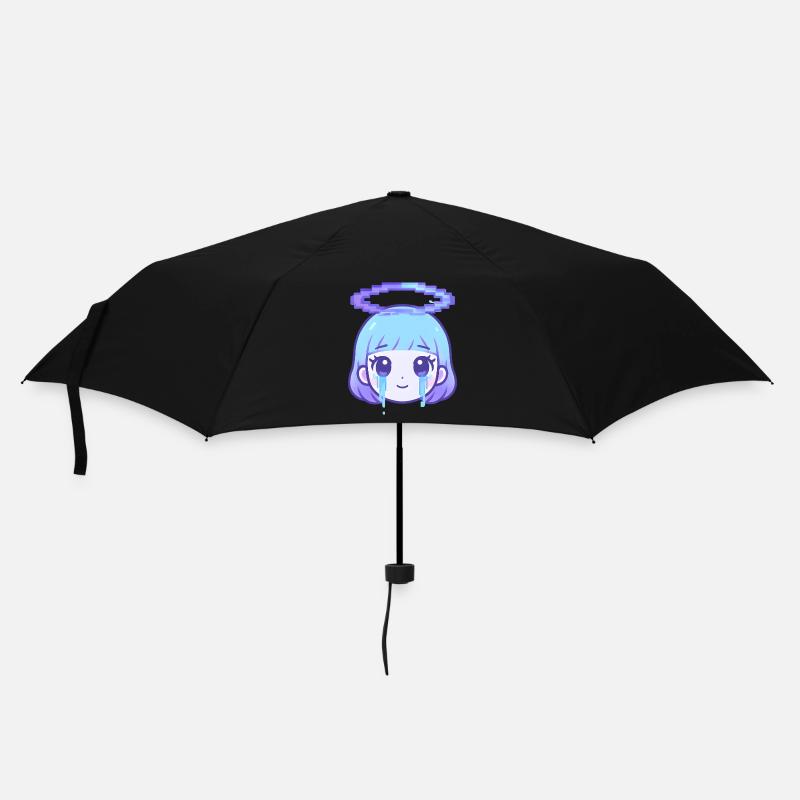 Pixel Halo Weinendes Mädchen - Regenschirm (klein) - Schwarz
