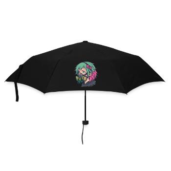 Neon Gasmask Punk Portrait - Umbrella (small) - black - Front