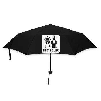 Game Over (mariage, enterrement de vie de garçon, mariés, pixel, NEG W) - Parapluie standard - noir - Devant