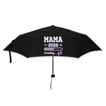 Mama 2026 Loading Schwangerschaft Geschenkidee - Regenschirm (klein) - Schwarz - Vorne