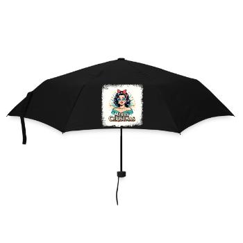 Retro Weihnachten Pin-Up T-Shirt - Regenschirm (klein) - Schwarz - Vorne