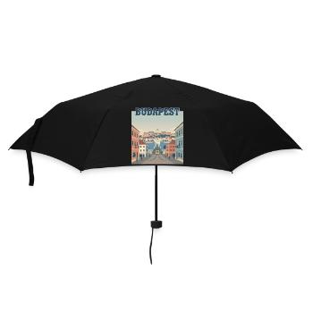 Budapest Tram River Vintage Travel Poster City - Umbrella (small) - black - Front