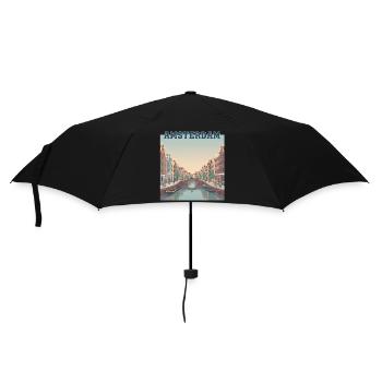 Canaux d’Amsterdam au coucher du soleil - Parapluie standard - noir - Devant