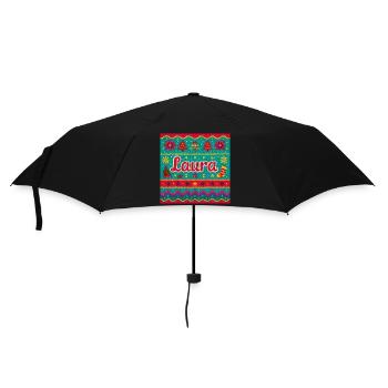Festlicher Name Laura Hässlicher Weihnachtsstil, Weihnachten - Regenschirm (klein) - Schwarz - Vorne