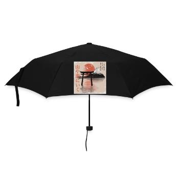 Torii on Mount Fuji at sunset - Umbrella (small) - black - Front